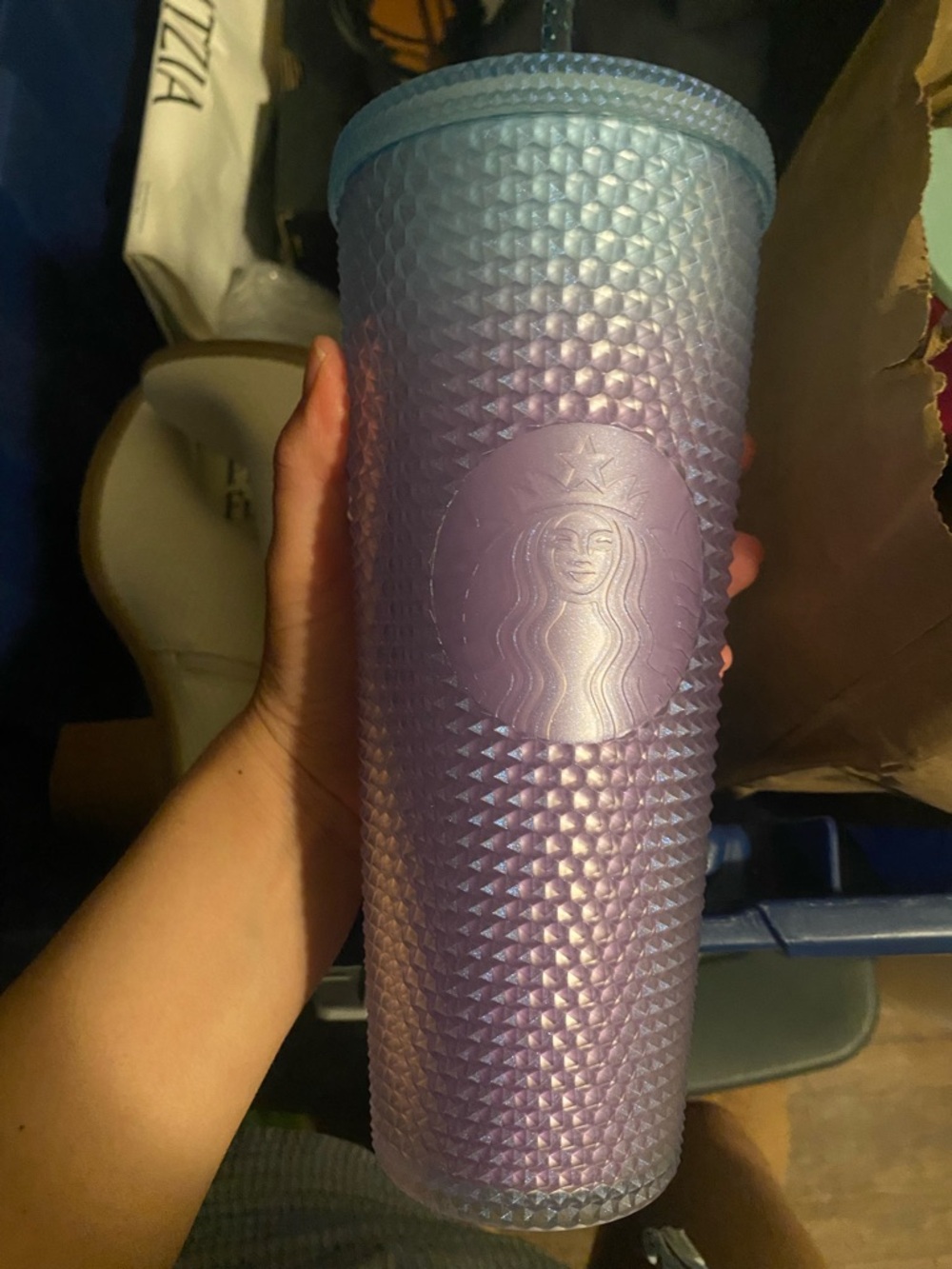 Starbucks Iridescent Lavender and Blue Studded Tumbler